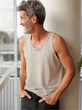 Alex Crane 100% European Linen Tank Top In Bone